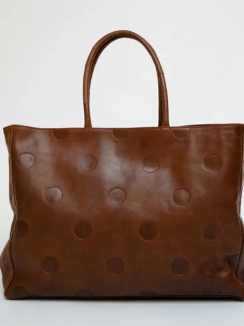 Eyland Large Maria Brown Leather Polka Dot Tote Bag - Picture 4 of 4